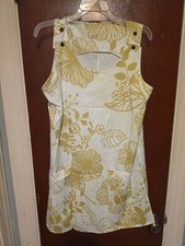 Green And White Summer Sundress With Floral Pattern Size Large Womens