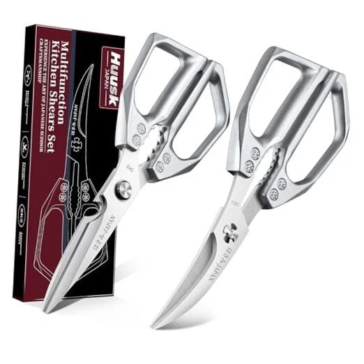 Kitchen Shears Set - Professional Seafood & Kitchen Scissors Set, Sharp Silver