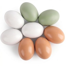 8PCS Wooden Easter Eggs, 3 Colors Wooden Eggs for Crafts Chicken Nesting Dyea...