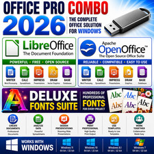 Office Pro Combo 2026 LibreOffice OpenOffice Deluxe Fonts Suite  Windows