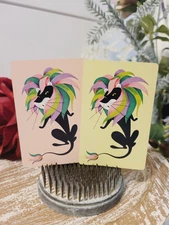 Vintage Midcentury Playing Cards, Colorful Lion, Animal Swap Cards, Trade Cards 