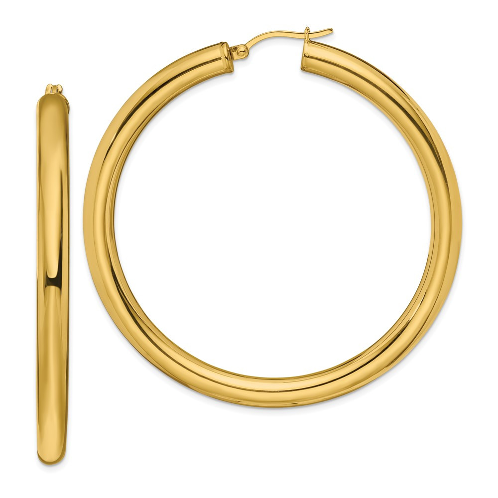 Polished stainless steel yellow IP-plated hoop earrings 62mm 13.25g