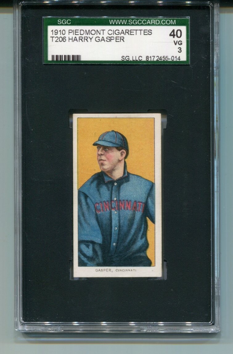 1910 T206 Piedmont Harry Gasper Cincinnati SGC 3