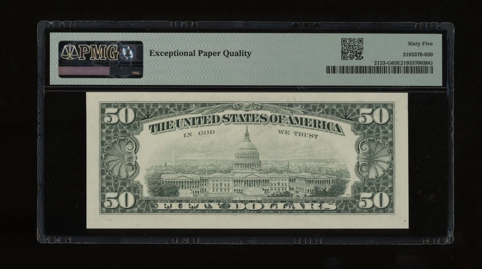 DBR 1988 $50 FRN Chicago Fr. 2123-G Gem PMG 65 EPQ Serial G09924330A - Image 2 of 2