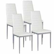 Set of 4 Dining Room Chairs Kitchen Chairs PU Leather Breakfast Furniture White