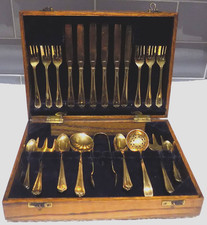 Vintage Gold Coloured Dessert/ Cake Cutlery Serving Set Boxed