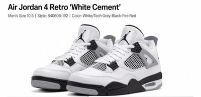 Jordan Air Jordan 4 Retro White Cement 2016 White/Fire Red 840606-192