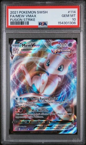 2021 POKEMON SWORD & SHIELD FUSION STRIKE #114 FULL ART/MEW VMAX PSA 10