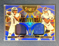 Evan Engram 2025 Panini Select Multiverse Blue Prizm MEM Patch #MVJ-EEM