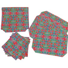 New Vtg John Matouk 8 pc Set Placemats Napkins TABLE RUNNER Paisley Christmas