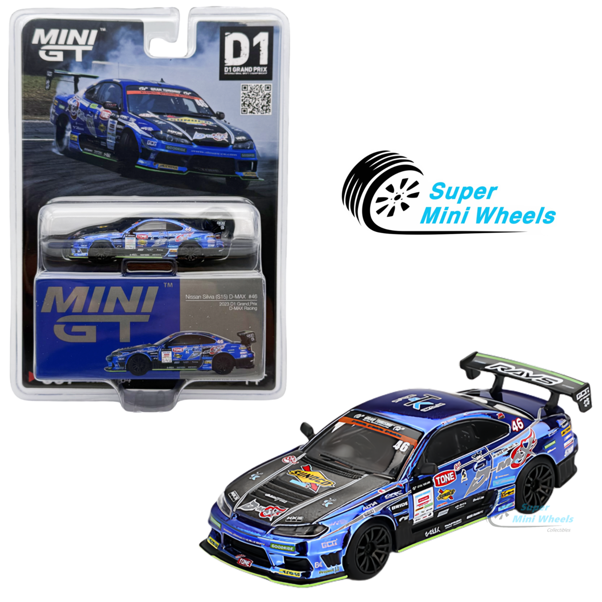 Mini GT 1:64 Nissan Silvia (S15) D-MAX Racing #46 2023 D1 Grand