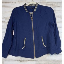 Wonder Nation Girls Plus XL 14-16 Blue Zip Jacket Gold Trim Pockets Lightweight