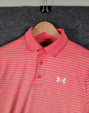 Under Armour Playoff Polo Shirt Mens Small Coral Short Sleeve Stretch Golf Gym