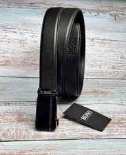 HUGO BOSS MEN BLACK LEATHER RATCHET BELT