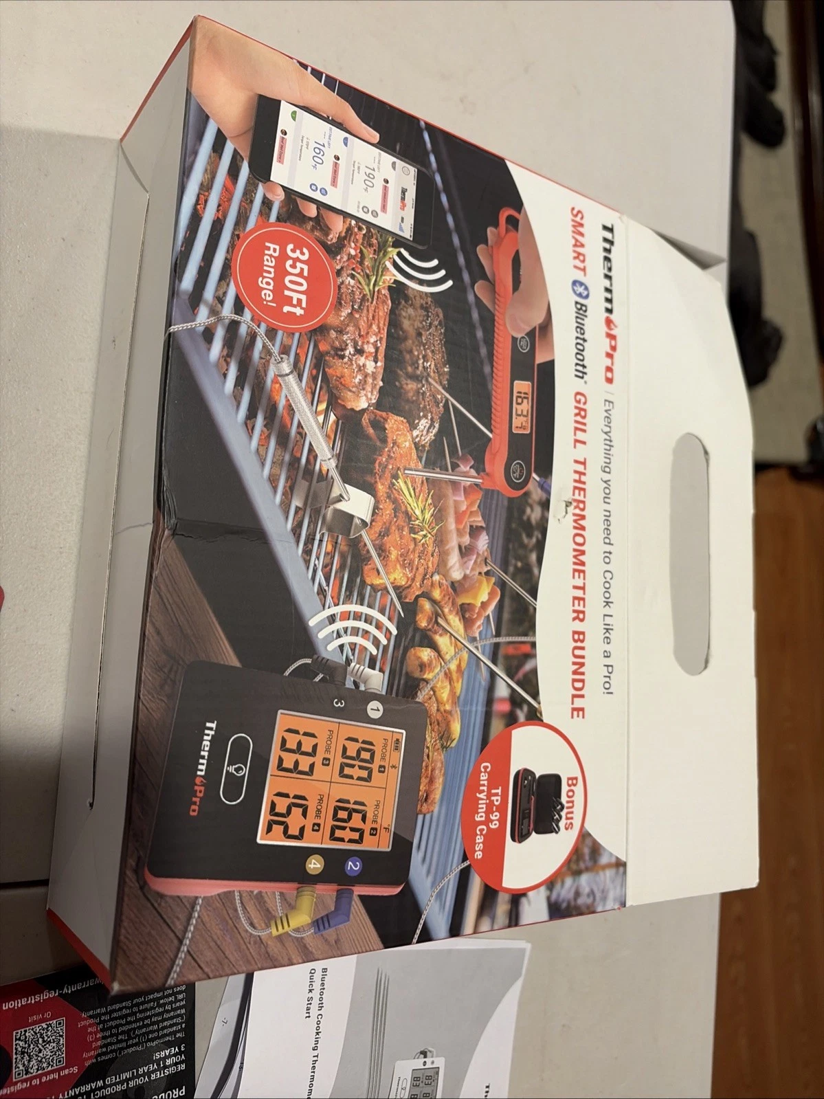 ThermPro Smart Bluetooth Grill Thermometer Bundle 350 ft **see description *****