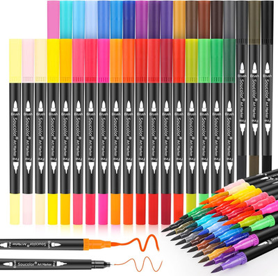 Art Brush Markers Pens for Adult Coloring Books, 36 Colors Numbered Dual Tip (Br