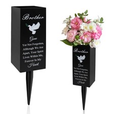 Durable Metal Cemetery Grave Flower Vase Holder Metal Stake Memorial Decor