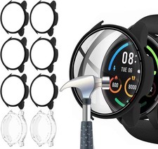 Acadeny Pack of 2 Case with Tempered Glass Screen Protector Mi Watch-black