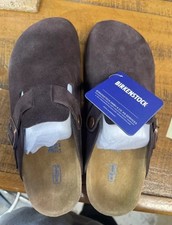 Birkenstock Boston Suede Clogs Womens Brown Normal Soft Footbed Sandals Size 39