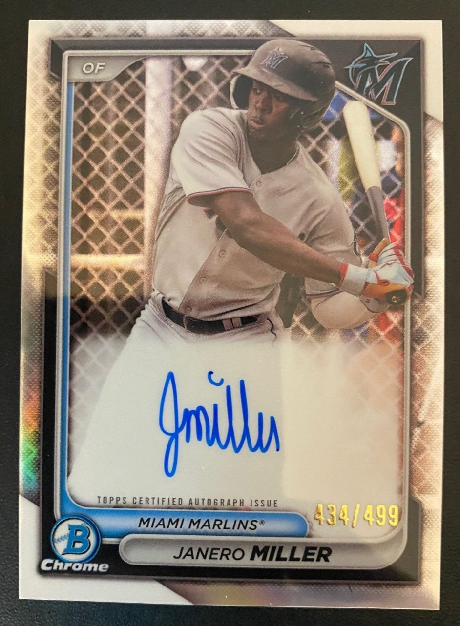 2024 Bowman Chrome Prospect Auto Refractor JANERO MILLER #CPA-JM /499