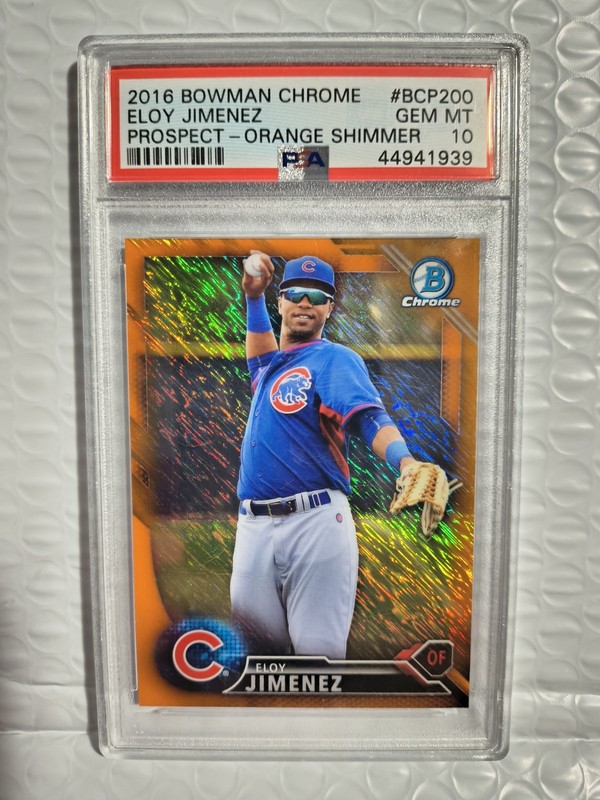 2016 Bowman Chrome Eloy Jimenez #BCP200 Orange Shimmer Refractor PSA 10 