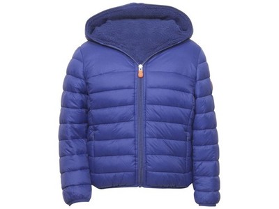 Save The Duck Little/Big Boy's Rob Faux Fur Jacket Hooded Puffer Eclipse Blue