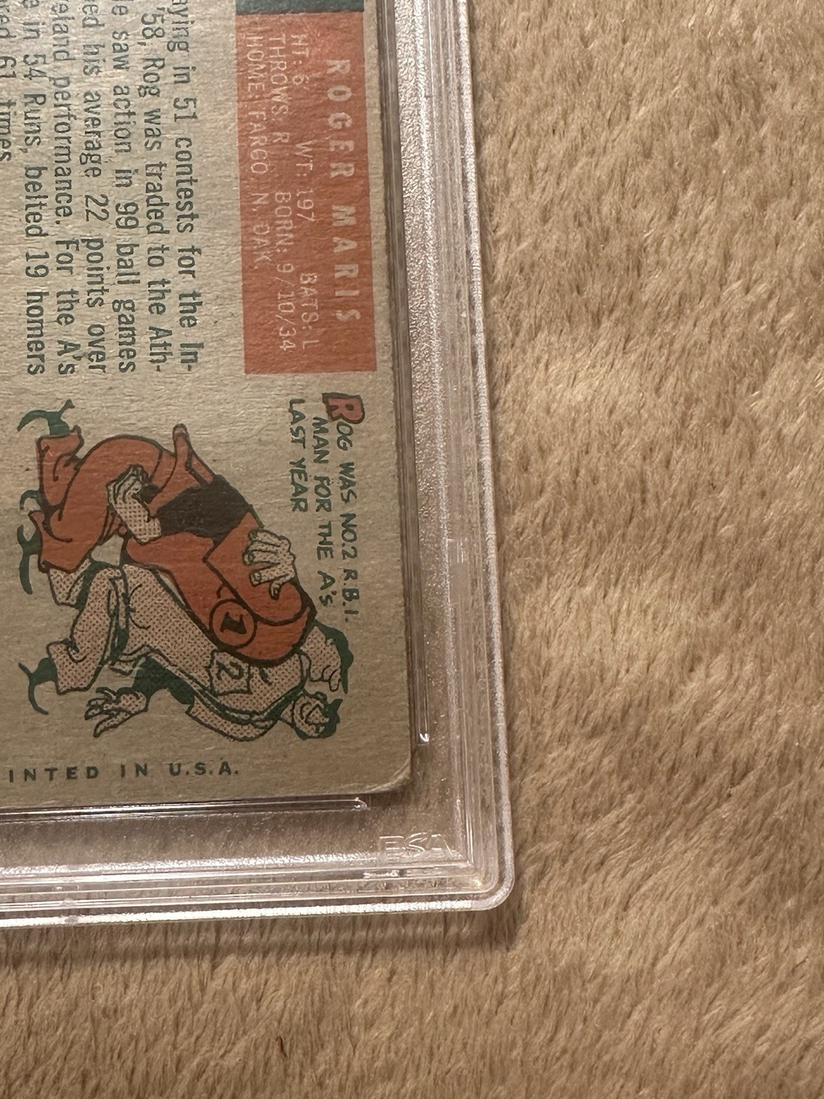 1959 Topps Roger Maris #202 GRAY BACK PSA 2.5 Good+ Yankees HOF Vintage view 9