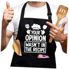 Funny Cooking Aprons for Men, Your Opinion Wasn't in The Recipe Black Chef 