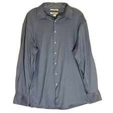 Daniel Cremieux Shirt Mens 17.5 36 Blue Slim Fit Button Down Pima Cotton Stretch