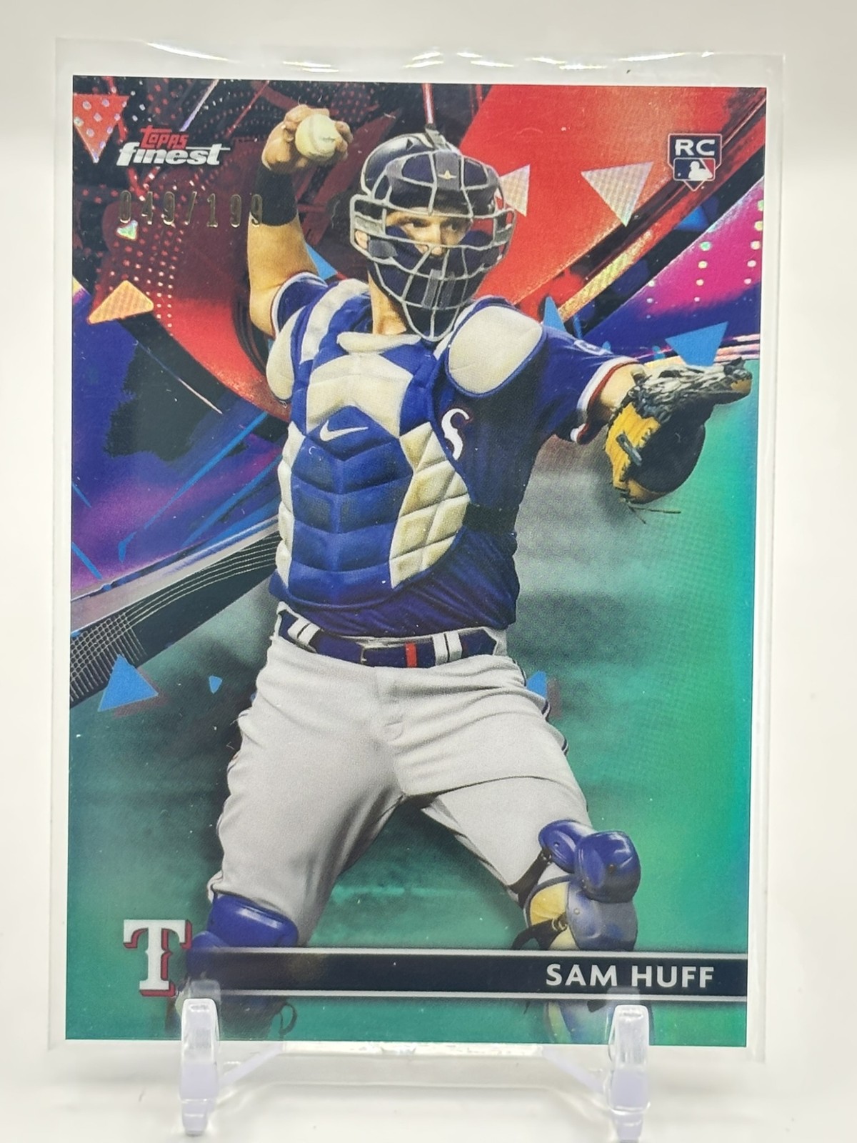 2021 Topps Finest Sam Huff #86 Aqua Refractor 49/199 RC Rangers