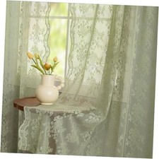 Sage Lace Green Curtains 63 Inch Length for 52"W x 63"L Pack of 2 Sage Green