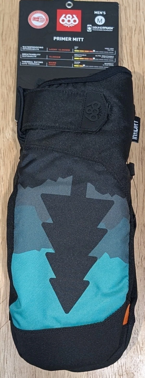 NEW Men's Size Medium 686 Primer "Tree Life" Snow Mitts - M2WGLV115 Green/Orange