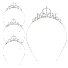 Sparkling Rhinestone Heart Crown Headband for Women, Adjustable Wedding Brida...