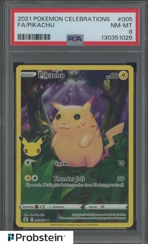 Auction #2 2021 Pokemon Celebrations #005 FA Pikachu PSA 8 NM-MT