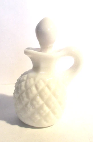 Vintage Milk Glass Mini Cruet Child Size 3" English Hobnail Diamond Point