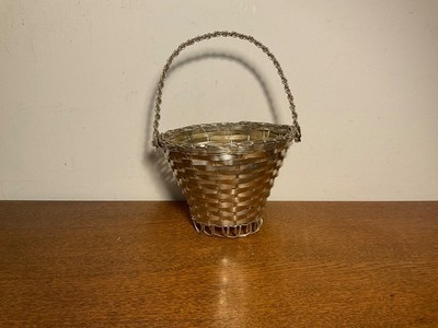Vintage Avon Silber Metall Korb geflochten Drahtgriff Geschenkkorb