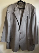 VTG Hickey Freeman Collection Blazer Mens 52L 100% Wool Olive Green Check Career