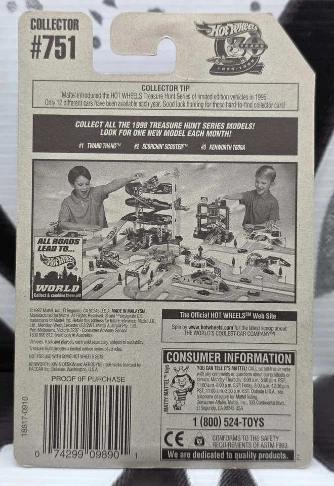 1998 HOT WHEELS TREASURE HUNT ** KENWORTH T600A ** #751 1:64 - Image 2 of 3