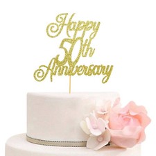Happy 50th Anniversary Cake Topper 50th Wedding Anniversary Decor Birthday Pa...