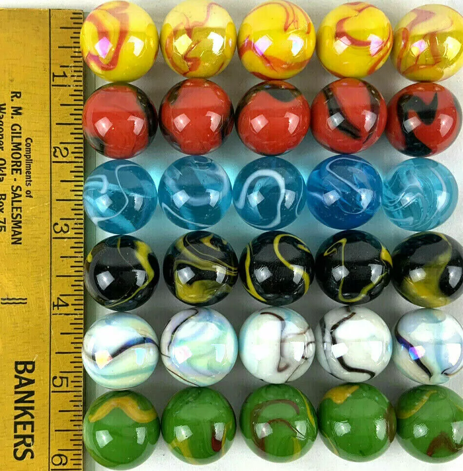 30 LARGE 1" (25mm) Replacement Marbles Aggravation Board game Solid  Color GLASS