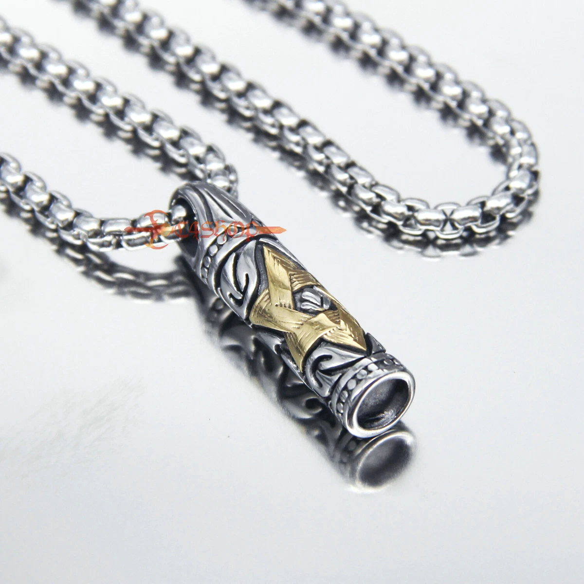 Silver Gold Mens 6 Point Star of David Hexagram Pendant