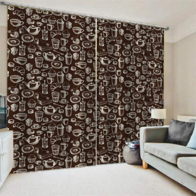 Grey Coke Bottle Easy Sand Dots Printing 3D Blockout Curtains Fabric Window