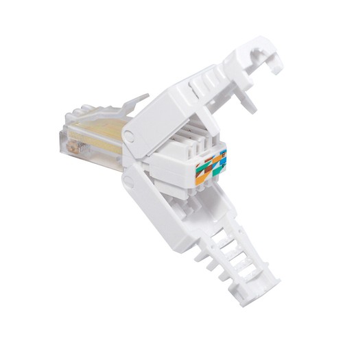 RJ45 Netzwerkstecker CAT 5/6/7/8 werkzeuglos LAN UTP Crimpstecker Verlegekabel - Afbeelding 1 van 3