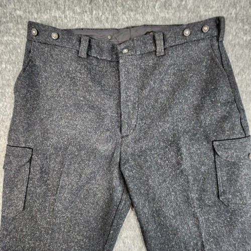 Filson Field Pants Mens 42 Mackinaw Virgin Wool Charcoal Unhemmed Cargo USA Hunt - Picture 3 of 14
