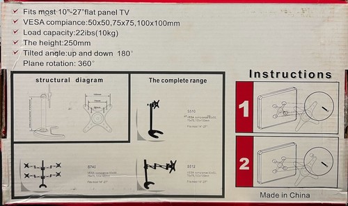 TV wall mount Flat panel Fixed mount 10"-27" - Picture 2 of 2