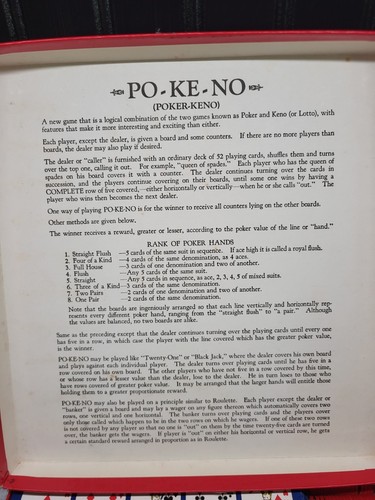 Completo Vintage Po-Ke-No Poker-Keno 12 Tavole Set US Playing Card Co - Foto 3 di 5