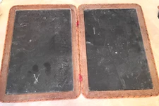 Antique RARE SIZE SLATE Wood Frame Double Sided  Student Chalkboard 14x19 3/4