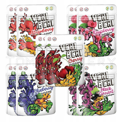 10 VERI BERI CHERRY 100% Natural Vegan Gummy Stripes Sugar Free