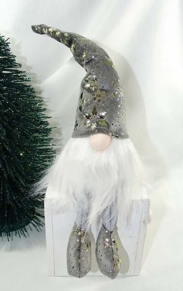 "Wichtel \"Schneeflocke\" Grau/Gold Zwerg*Filz*Deko-Figur*Kantenhocker*Filzwichtel"-image