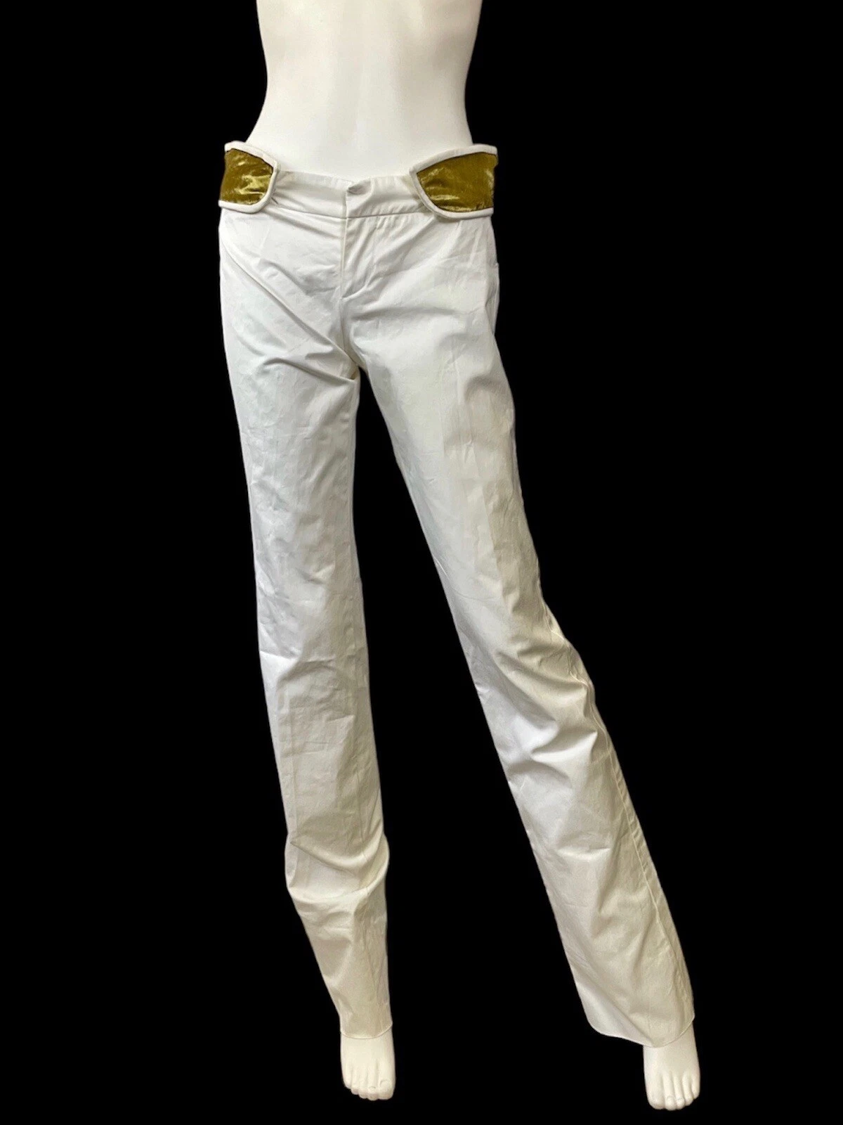 Gucci pantalon femme robe front plat blanc 100 % coton FABRIQUÉ EN ITALIE US 40